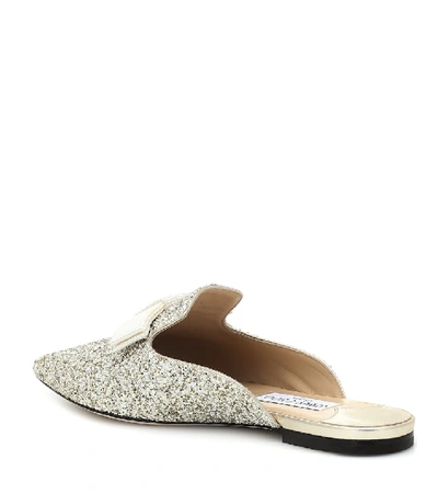 Shop Jimmy Choo Galaxy Flat Glitter Slippers In Gold