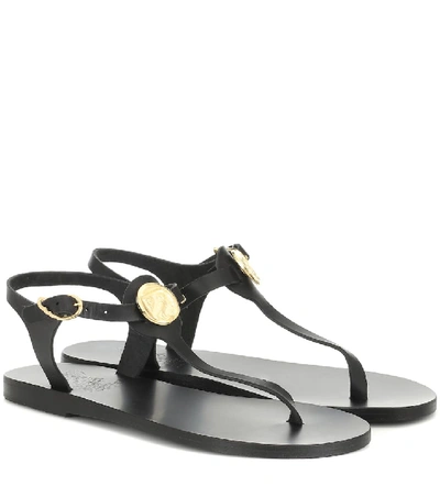 Shop Ancient Greek Sandals Lito Coin Leather Sandals In Black