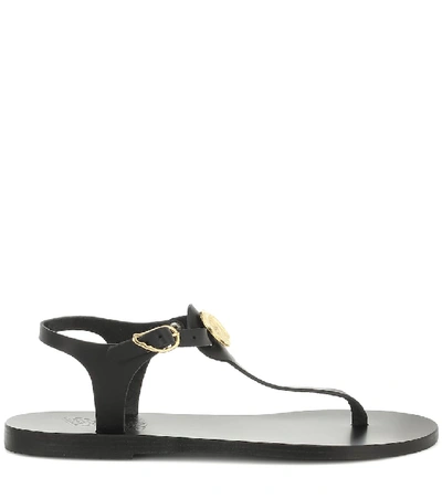 Shop Ancient Greek Sandals Lito Coin Leather Sandals In Black