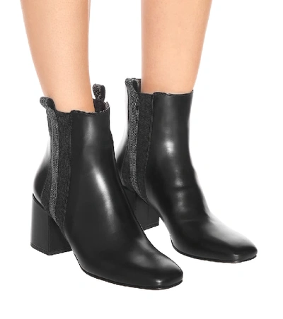 Shop Brunello Cucinelli Embellished Leather Ankle Boots In Black