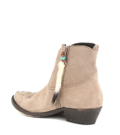 Shop Golden Goose Young Suede Ankle Boots In Beige