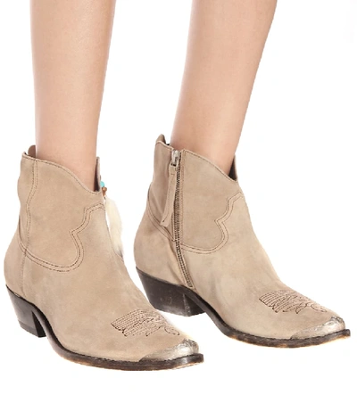 Shop Golden Goose Young Suede Ankle Boots In Beige