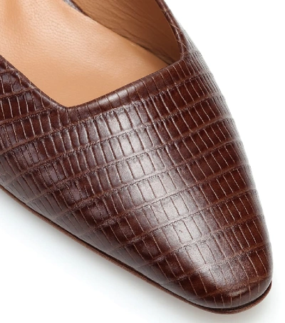 Shop Loq Carmen Lizard-effect Leather Mules In Brown