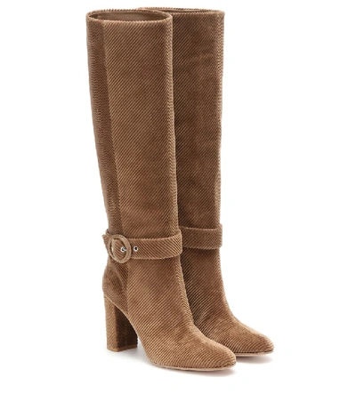 Shop Gianvito Rossi Lucas Corduroy Knee-high Boots In Brown