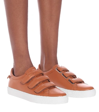 Shop Givenchy Urban Street Leather Sneakers In Brown