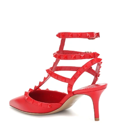 Shop Valentino Garavani Rockstud Leather Pumps In Red