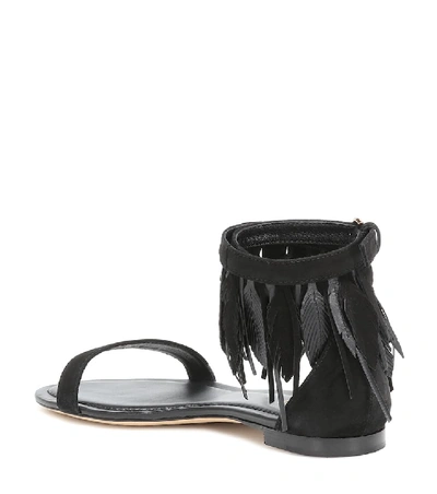 Shop Tod's Suede Sandals In Black