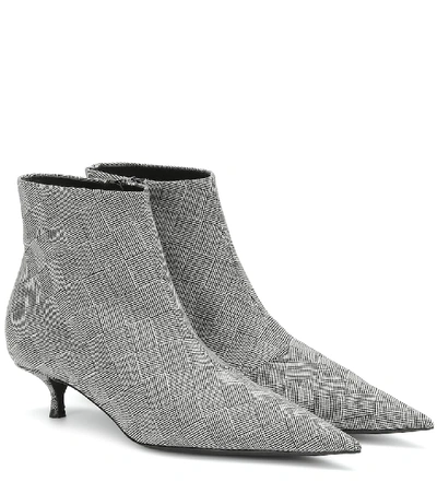 Shop Balenciaga Knife Checked Ankle Boots In Grey