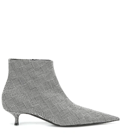 Shop Balenciaga Knife Checked Ankle Boots In Grey