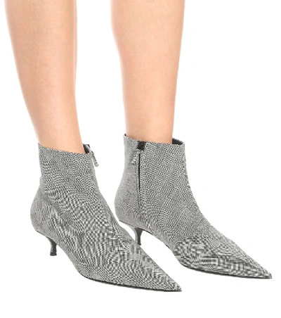 Shop Balenciaga Knife Checked Ankle Boots In Grey