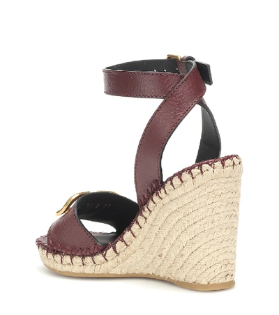 Shop Valentino Vlogo Leather Espadrilles In Brown