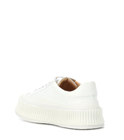 Shop Jil Sander Leather Platform Sneakers In White