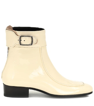 Shop Saint Laurent Miles Leather Ankle Boots In White