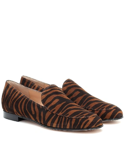 Shop Gianvito Rossi Marcel Zebra-print Suede Loafers In Brown