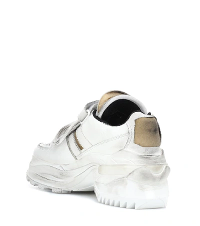 Shop Maison Margiela Retro Fit Leather Sneakers In White