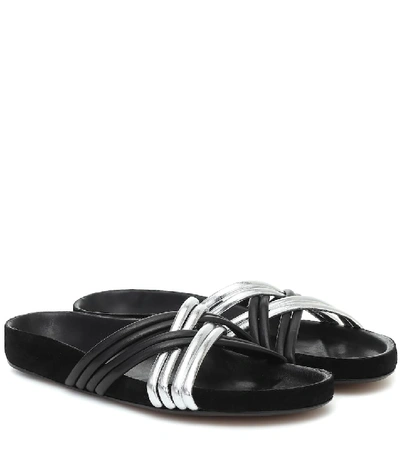 Shop Isabel Marant Hellya Leather Sandals In Black