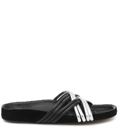 Shop Isabel Marant Hellya Leather Sandals In Black