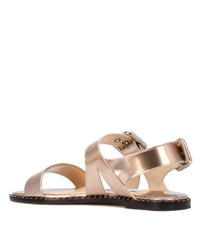 Shop Jimmy Choo Astrid Flat Metallic Leather Sandals