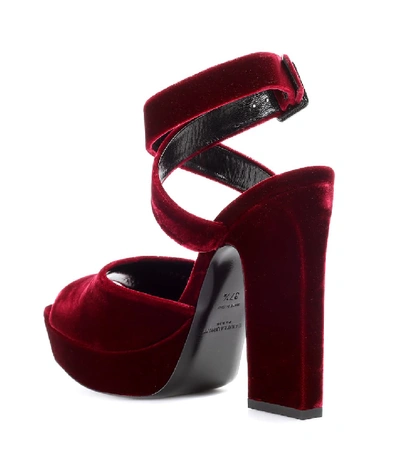 Shop Saint Laurent Debbie 105 Velvet Sandals In Red