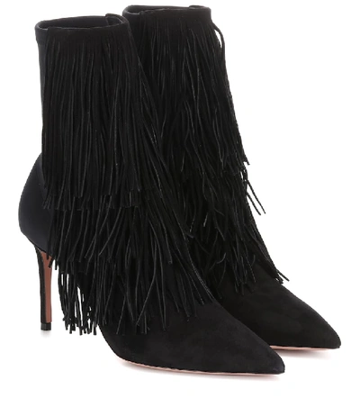 Shop Aquazzura Shake Stretch 85 Suede Ankle Boots In Black