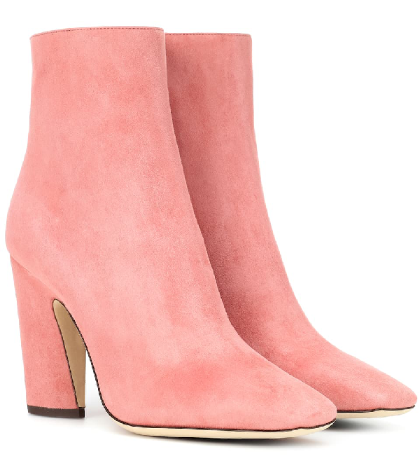 pink suede ankle boots