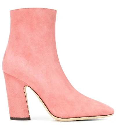 Shop Jimmy Choo Mirren 100 Suede Ankle Boots In Pink