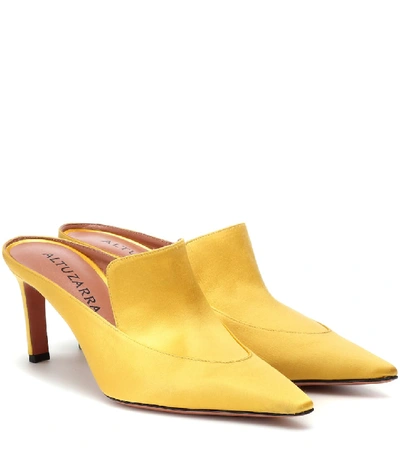 Shop Altuzarra Davidson Satin Mules In Yellow