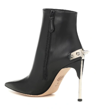 Shop Alexander Mcqueen Embellished Leather Ankle Boots In Black