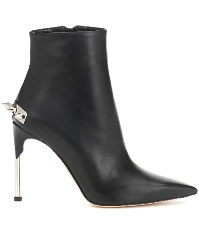 Shop Alexander Mcqueen Embellished Leather Ankle Boots In Black