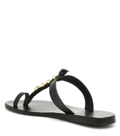 Shop Ancient Greek Sandals Iris Shells Leather Sandals In Black