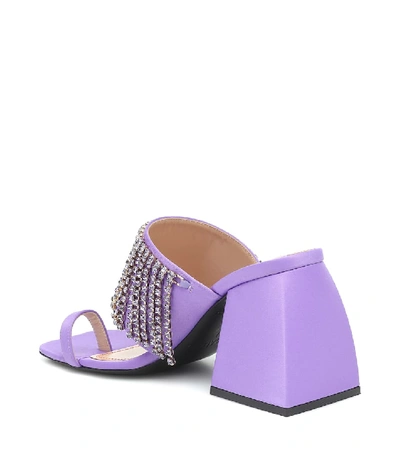 Shop Nodaleto Preston Embellished Satin Sandals In Purple