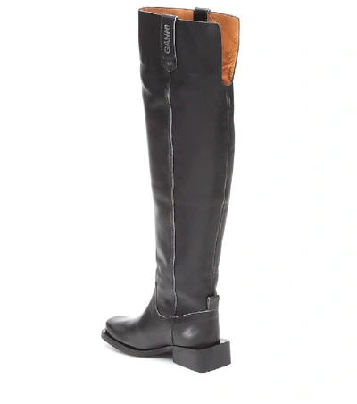 Shop Ganni Mc Leather Over-the-knee Boots In Black