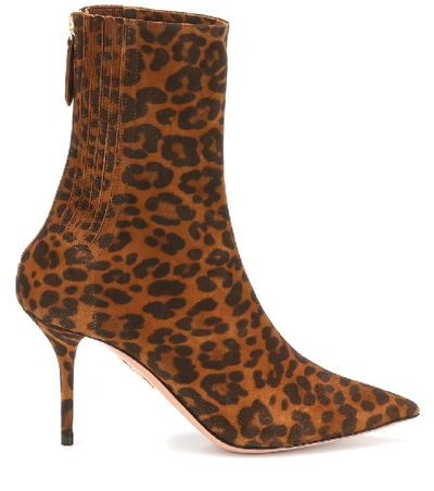 Shop Aquazzura Saint Honoré 85 Suede Ankle Boots In Brown