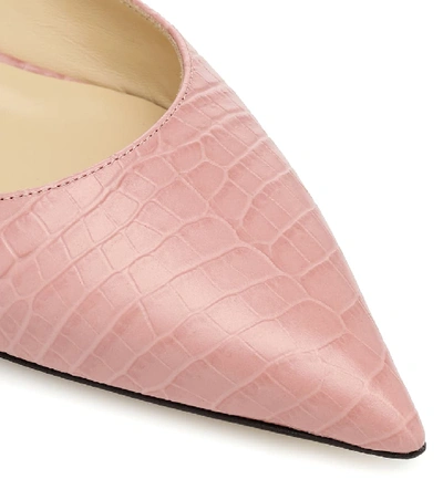 Shop Jimmy Choo Love Leather Ballet Flats In Pink