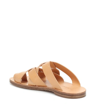 Jil Sander Toe-loop Cross-strap Leather Slides In Brown