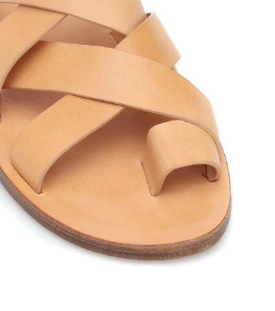Jil Sander Toe-loop Cross-strap Leather Slides In Brown
