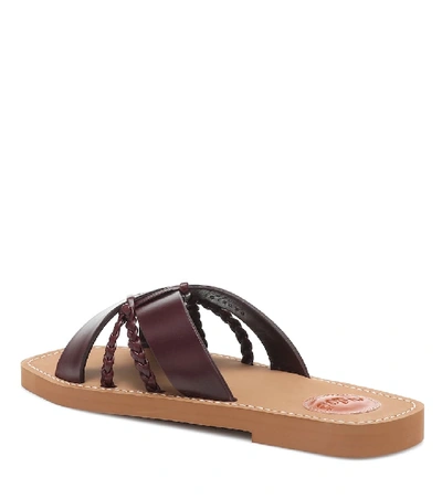 Shop Chloé Woody Leather Sandals In Purple