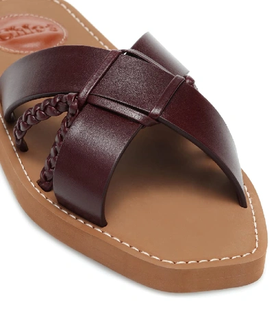 Shop Chloé Woody Leather Sandals In Purple