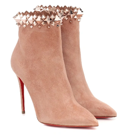 Shop Christian Louboutin Firmamma 100 Suede Ankle Boots In Beige