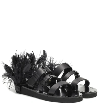 Shop Valentino Escape Leather Sandals In Black