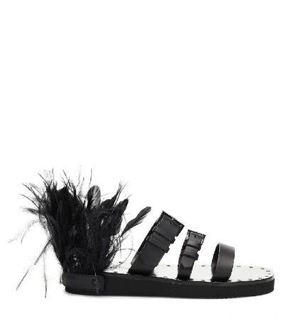 Shop Valentino Escape Leather Sandals In Black