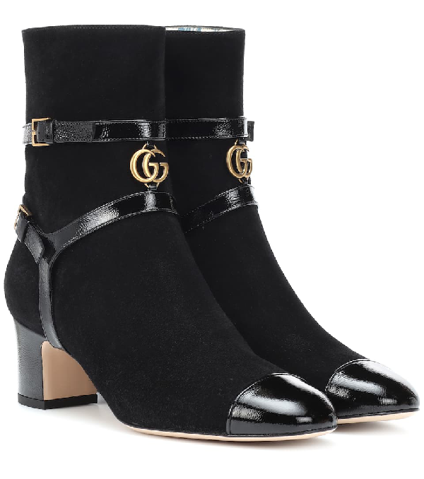 Gucci Geraldine Suede Ankle Boots In 