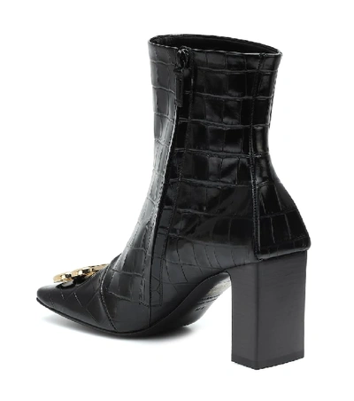 Shop Balenciaga Bb Double Square Leather Ankle Boots In Black