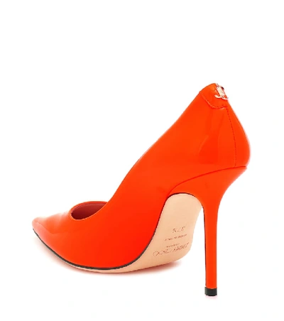 Shop Jimmy Choo Love 100 Patent Leather Pumps In Orange