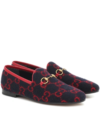 Shop Gucci Jordaan Gg Wool Loafers In Blue