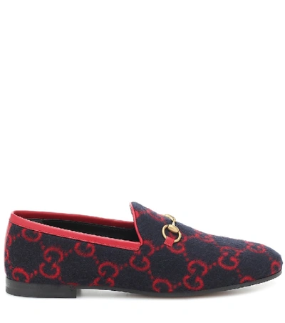 Shop Gucci Jordaan Gg Wool Loafers In Blue