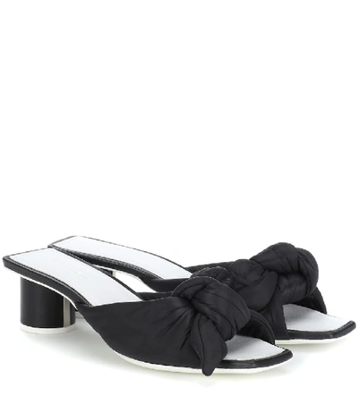 Shop Jil Sander Satin And Leather Sandals In Black