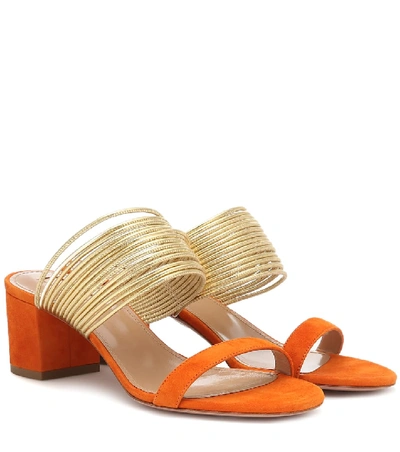 Shop Aquazzura Rendez Vous Suede Sandals In Orange