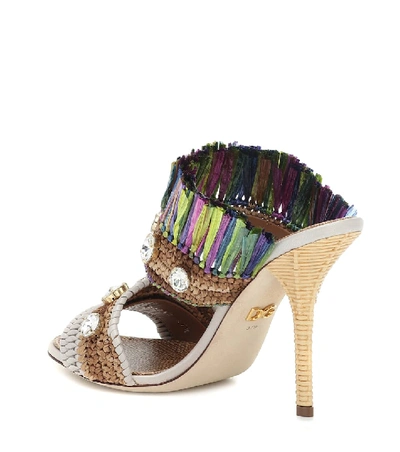 Shop Dolce & Gabbana Keira Embellished Raffia Sandals In Multicoloured