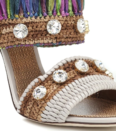 Shop Dolce & Gabbana Keira Embellished Raffia Sandals In Multicoloured